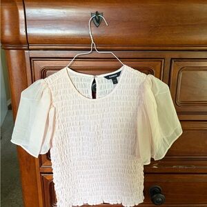 Express Light Pink Smocked Blouse